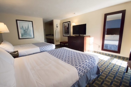guest room with two beds